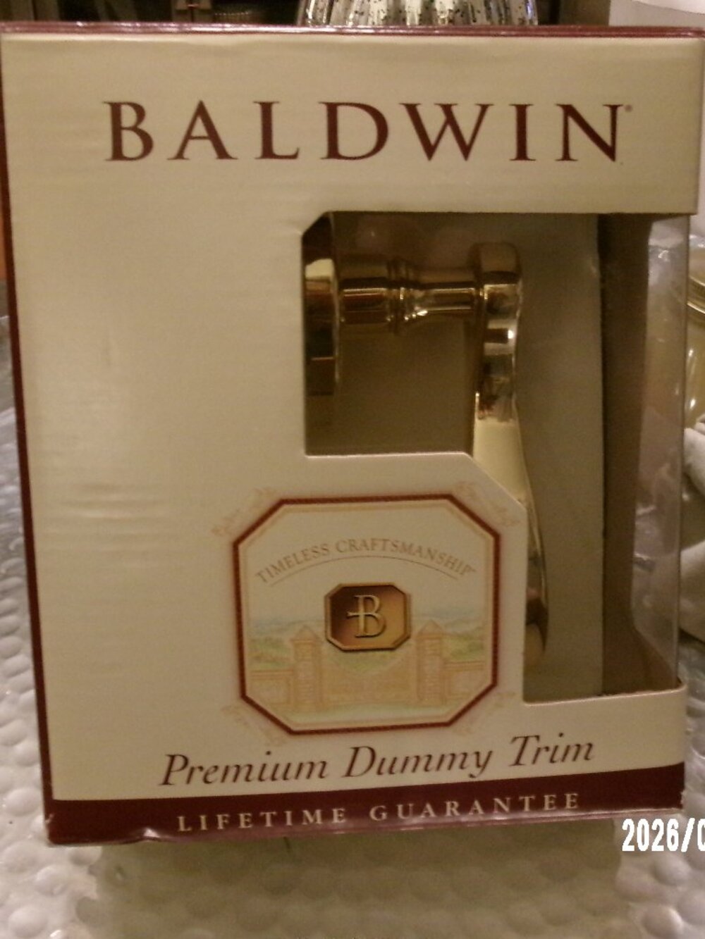 Baldwin Wave Lever 95455-030-LDM, Polished Brass Left Hand Half Dummy Latchset